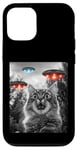 Coque pour iPhone 12/12 Pro Maine Coon Cat Selfie avec Alien OVNI Homme, Femme, Enfant