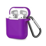 Full Body Airpod Case for Airpod 2/1, Colorful Airpods Cover Design, Airpod Case with Keychain for Girls and Boys, Fashion Silicone Protective Case for Airpods 2&1, Purple