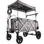 Fuxtec Chariot Super Cruiser Gris, L'Original, Chariot de Jardin Pliable Pour Enfants, Transport, Plage, Ville, Forêt, à Tirer ou à Pousser, Capacité De Charge 75 kg