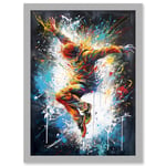 Before the Land Parkour Jump Paint Splat Portrait Artwork Framed Wall Art Print A4