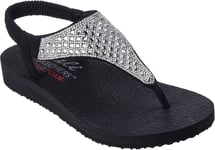 Skechers Womens Wedge Sandals Meditation Rockstar T-Strap black UK Size 5