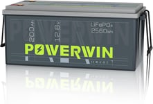 Powerwin BT200 12.8V 200Ah LiFePO4 litiumbatteri (med blåtann) for båt  hytte  campingvogn og bobil (forbruk)