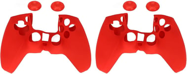 Lot De 2 Étuis De Protection En Silicone, Poignée En Silicone Adaptée Pour Manette Ps5, Ergonomique Doux Pour Éviter De Glisser Et Anti-Poussière Pour Manette Ps5(Rouge)