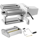 VEVOR Machine à Pâtes Électrique Acier Inox Machine à Pâtes Fraîches Italiennes 9 Épaisseurs 0,3-3 mm Largeur 1,5/6,6 mm 3/45 mm Manivelle Incluse pour Spaghettis Emballages de Boulettes et de Ravioli