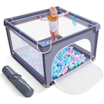 Parc d'enfant cloture de jeu Parc bébé aire de jeux avec mesh respirant intérieur extérieur 300D 90x90cm Gris SWAGX