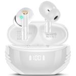 Conyat Wireless Earbuds, Stereo Sound Bluetooth 5.4 Headphones in Ear With 4 ENC Noise Cancelling Mic, 48H Playtime Bluetooth Earbuds, LED Display Wireless Earphones IP7 Waterproof, USB-C, White