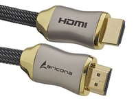 aricona 3 Meter Premium HDMI Cable - Câble HDMI à haut débit vers HDMI 3m (prises plaquées or, 4K, Ultra-HD, Full HD 1080p, 3D)