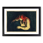 The Vampire Vol.2 By Edvard Munch Classic Painting Framed Wall Art Print, Ready to Hang Picture for Living Room Bedroom Home Office Décor, Black A4 (34 x 25 cm)