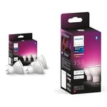 Philips Hue White and Color Ambiance, ampoule LED connectées GU10 4.3W compatible Bluetooth, Lot de 3 & Philips Hue Ampoules LED Connectées White & Color Ambiance GU10, pack de 2