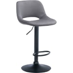 Tabouret de bar chaise haute x1 avec repose-pieds en velours gris foncé piètement métallique noir