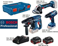 Bosch Bosch Combo 18V Verktygssats (Gsb 18V-50 + Gws 18V-10 + Gbh 187-Li) 2X5,0Ah +Xl-Boxx