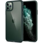 Spigen Coque iPhone 11 Pro Max [Ultra Hybrid] Bumper Renforcé, Dos Transparent, Anti-Rayure - Vert Nuit (ACS00411)