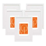 WOLTU Lot de 5 Cadre Photo 21x29,7 cm A4 en Bois, Set de 5 Cadre pour Poster avec Passe Partout, Suspendre Horizontalement ou Verticalement, Décoration Murale ou sur Table, Blanc