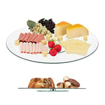 Relaxdays Assiette de service, Plateau tournant, Assiette présentation verre pâtisserie, 360°, 45 cm, transparent/argent