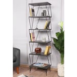 Bibliothèque style industriel Akudi L48cm Métal Noir et Bois Anthracite