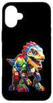 Coque pour iPhone 16 Plus Jeu de briques T-Rex pour les amateurs de dinosaures