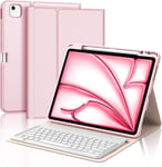 Clavier pour iPad Air 13 2024 (M2), étui avec clavier pour iPad Air 13"", coque clavier Bluetooth magnétique détachable QWERTY italien pour iPad Air (M2) 13 pouces 2024, rose