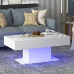 LED High Gloss Coffee Table White Modern Sofa Cocktail Center Table Living Room