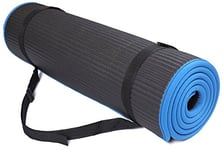BalanceFrom GoFit BFGP-10BLK Tapis de Yoga Multi-Usage Extra épais Haute densité antidérapant avec Sangle de Transport 10 mm Mixte, Noir