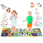 NK Piano Tapis Musical Bébé avec 8 Sons d'animaux LED - Cadeau Enfant 3 4 5 Ans, Jouer Montessori, Idee Jeux de Noël et d'anniversaire, Repliable, Fonction Record/Playback (110x36cm)