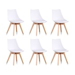 Designetsamaison - Lot de 6 chaises scandinaves blanches - Prague