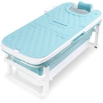 Baignoire bébé Baignoire pliable pour adulte Mobile Baignoire portable avec couverture rouleaux plateau 132x60x50cm - Einfeben