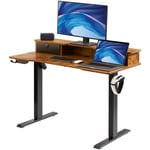 Vevor - Bureau Assis-Debout Electrique 60 x 120 x (72-110) cm Table Reglable en Hauteur Memoire 3 Hauteurs Poste de Travail Debout 2 Plateaux Cadre