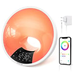 EDUP IN Lampe de Réveil, Réveil lumineux, Wake up light, Simulateur de l'Aube et Aide au Sommeil Contrôle APP Double Snooze Réveil 16 Millions de Couleurs Dimmable Enceinte Bluetooth FM Radio