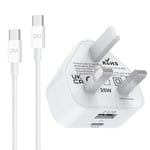 Samsung Charger Cable Fast Charge,25W PPS Super Fast Samsung Phone Charger Plug and Wire with USB 3.0/Type C PD3.0 Charging for Galaxy S24/S23/S22/S21/S20/A05S/A04S/A15/A14/A34/A54/A13/A23/A33/A52/A53