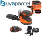 Black & Decker 18V Cordless Orbital Sander 125mm x1 1.5ah Batteries BDCROS18-GB