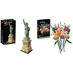 LEGO 21042 Architecture Statue of Liberty Model Building Set & 10280 Flower Bouquet, Artificial Flowers, Set for Adults, Decorative Home Accessories, Idea, Botanical Collection