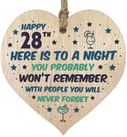 Funny 28th Birthday Gift For Women Men Wooden Heart Plaque - Won't Remember - Light Wood Sign Keepsake, Joke Humour Banter Happy Birthday Present for Daughter Cousin Friend Girlfriend Boyfriend