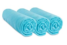 Lot de 3 Draps Housse 40x80 cm Extensible pour 40x90 Couffin Berceau Nacelle 40 x 80 | 100% Coton | Turquoise | Respirant | Sommeil sain | Marque Easy Dort | Certifié Oeko Tex | Fabriqué en Europe