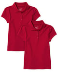 The Children's Place Girls' Short Sleeve Polo, Pack of Two Shirt, Ruby, XX-L