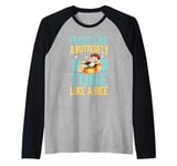 Float Like a Butterfly Tube Like a Bee River Tubing Raglan Baseball Tee