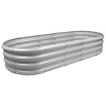 180cm x 90cm Rounded Galvanised Steel Raised Garden Bed - By Harbour Housewares - Silver