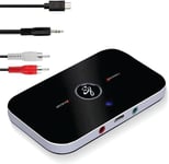 Adaptateur Bluetooth Récepteur 5.0,Émetteur Transmetteur Recepteur Bluetooth Audio Sans Fil 2 En 1 Avec Câble Rca Aux 3,5Mm,Adaptateur Bluetooth Pour Tv/Smartphone/Casque/Enceinte