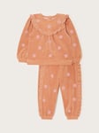 Monsoon Baby Floral Velour Jumper & Joggers Set, Orange/Pink