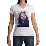 T-Shirt Femme Col V Jim Morrison Couronne De Fleur The Doors Photo Vintage