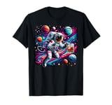 Colorful Galaxy Astronaut Drinking White Russian T-Shirt