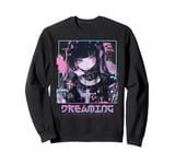 Dreaming Anime Girl Goth Vaporwave Glitch Aesthetic Lovers Sweatshirt