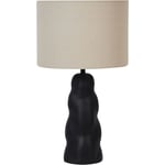 Beliani - Lampe de Table en Céramique Noire Lin et Polyester Abat-Jour en Tambour 51 cm de Chevet Vilar