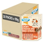 Good Boy Chicken & Rice Sticks - Low Fat Natural Dog Treats - Rawhide Free Recipe - Bulk Box - 10 x 90g