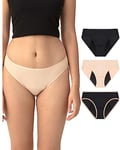 Neione Culotte Menstruelle Lavable Bikini Menstruel Slip Bresilien pour Règle Flux Léger Femme Grande Taille Lot de 3 Basics XXL