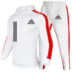 2-delad herr tracksuit 2024 höst vinter jogging sportkläder set sweatshirts hoodies jackor och träningsbyxor herrkläder white S