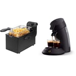 Bestron Friteuse Zone froide, Pour 1 kg de frites, 3,5 litres, 2000 W, Noir & Philips Domestic Appliances SENSEO OriginalPlus - Machine à café àdosettes, Sélecteur d'intensité