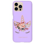 Coque violet Iphone 14 PRO Licorne personnalisee eyes rose unicorn