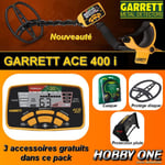 Garrett - Détecteur De Métaux Ace 400 i avec 3 Accessoires Inclus (casque audio, protège disque, protège pluie boîtier)
