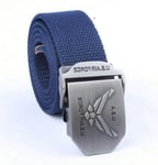 Ceinture en Toile,Mode Hommes Femmes Durable Ceinture en Toile Neutre Us Air Force Boucle en Métal De Luxe Ceintures De Jeans pour Hommes Ceinture Tactique Vintage Sangle Militaire Mâle, Bleu, 1