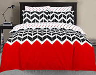 Indus Textiles Duvet Quilt Cover Bed Sets Reversible Patterned Soft and Smooth Easy Care (Chevron Red, Double)